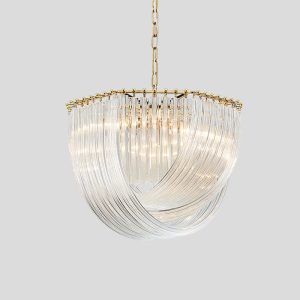 Metal and Glass Golden Plated Chandelier (600mm)