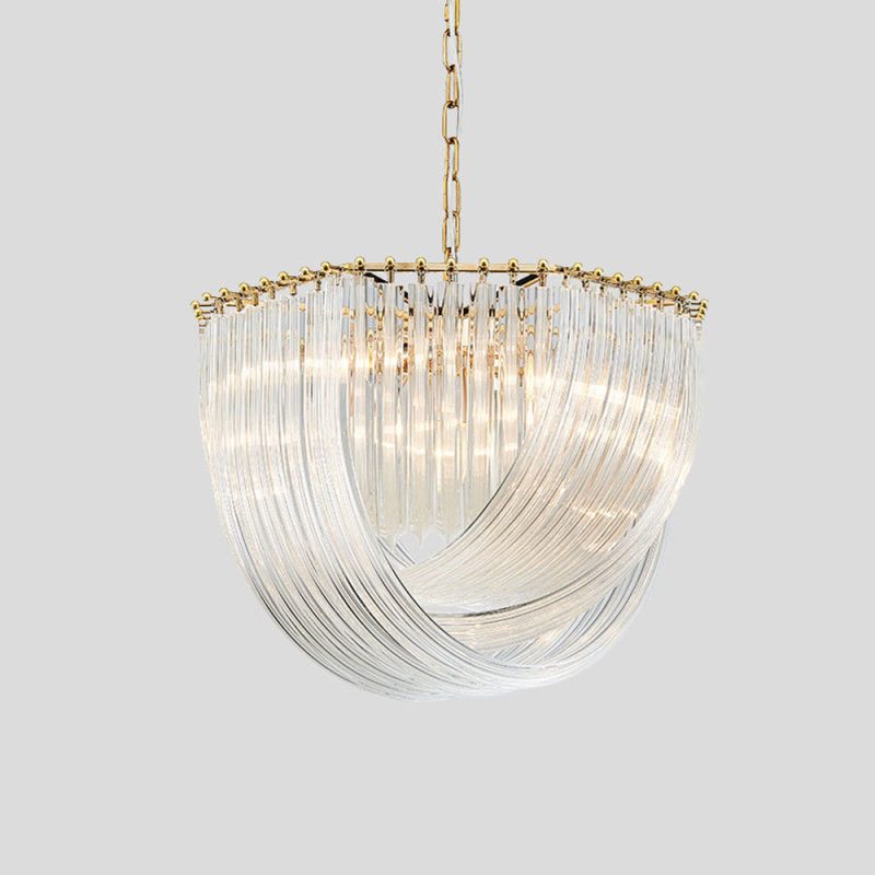Metal and Glass Golden Plated Chandelier (600mm)