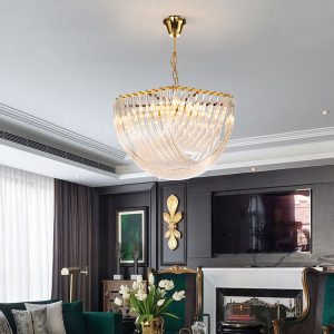 Metal and Glass Golden Plated Chandelier (600mm)